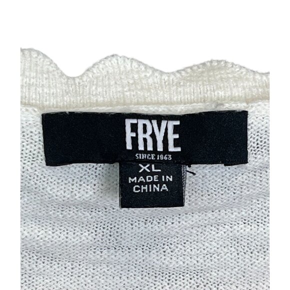 ✨ Frye Ivory Open-Knit Cotton Blend Button Front Cardigan Sweater Size XL ✨ - Picture 7 of 9